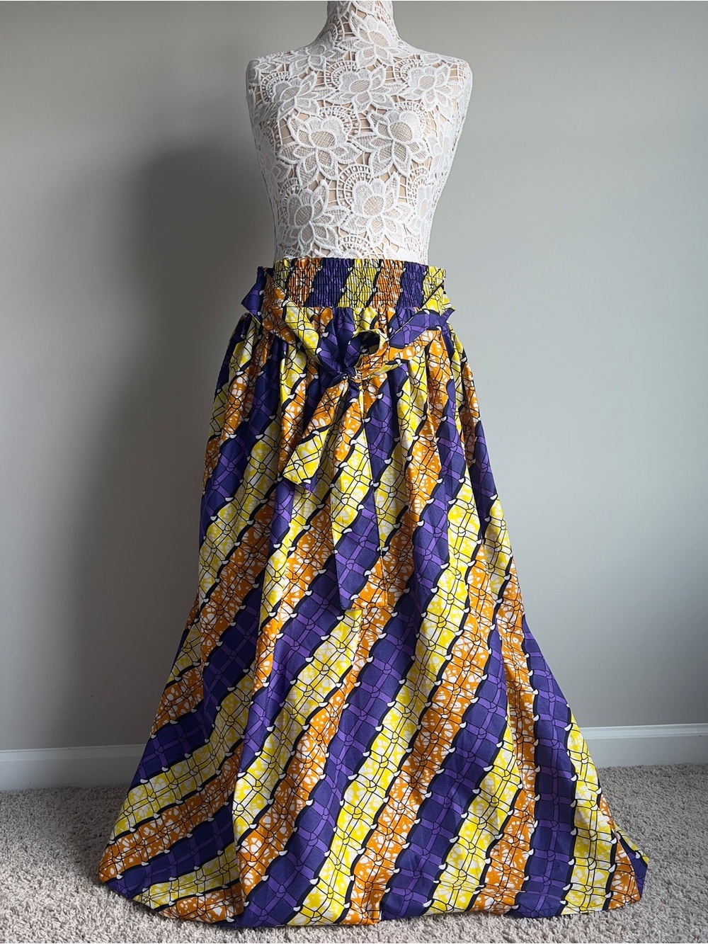 Handmade African‎ Print Ankara Maxi Skirt with Pockets